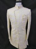 JUTE SILK BEIGE/CREAM INDO WESTERN SHERWANI \w PAJAMA PANTS 40-42